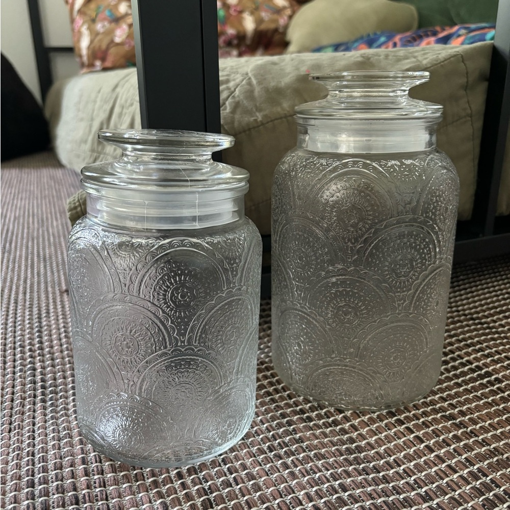 🆕Beautiful Pair Of Glass Apothecary Jars